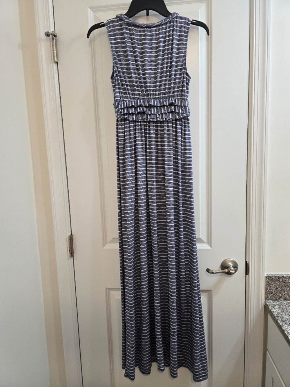 Max Studio Striped Braided Empire Maxi Dress - Navy & White - NWT - Picture 2 of 8